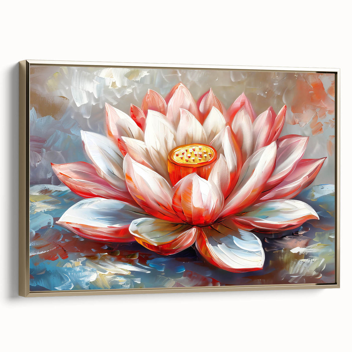 Vibrant floral canvas print showcasing a colorful abstract flower design with bold hues of pink, blue, and yellow, ideal for home decor enhancement.
