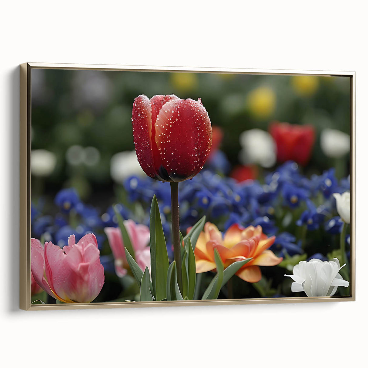 Vibrant floral canvas print showcasing intricate flower designs in rich colors, beautifully rolled and securely packaged in a protective cardboard tube for easy display.