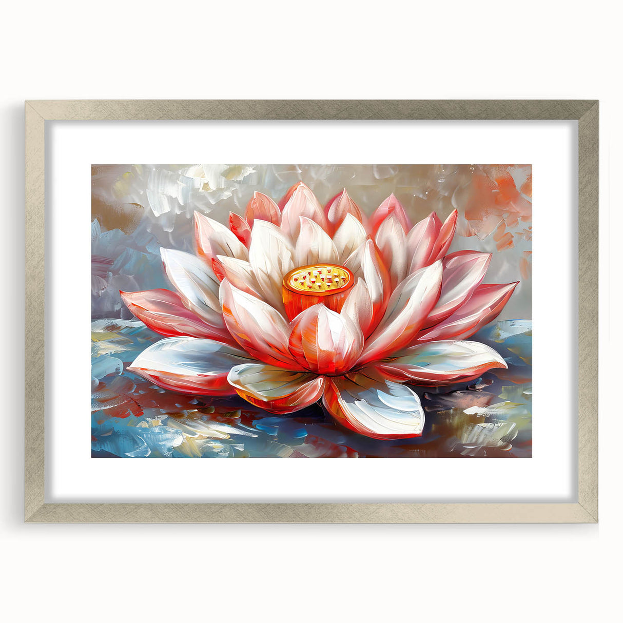 Vibrant close-up of a blooming flower with intricate petals in shades of pink and yellow, set against a soft green background, perfect for nature-themed decor.
