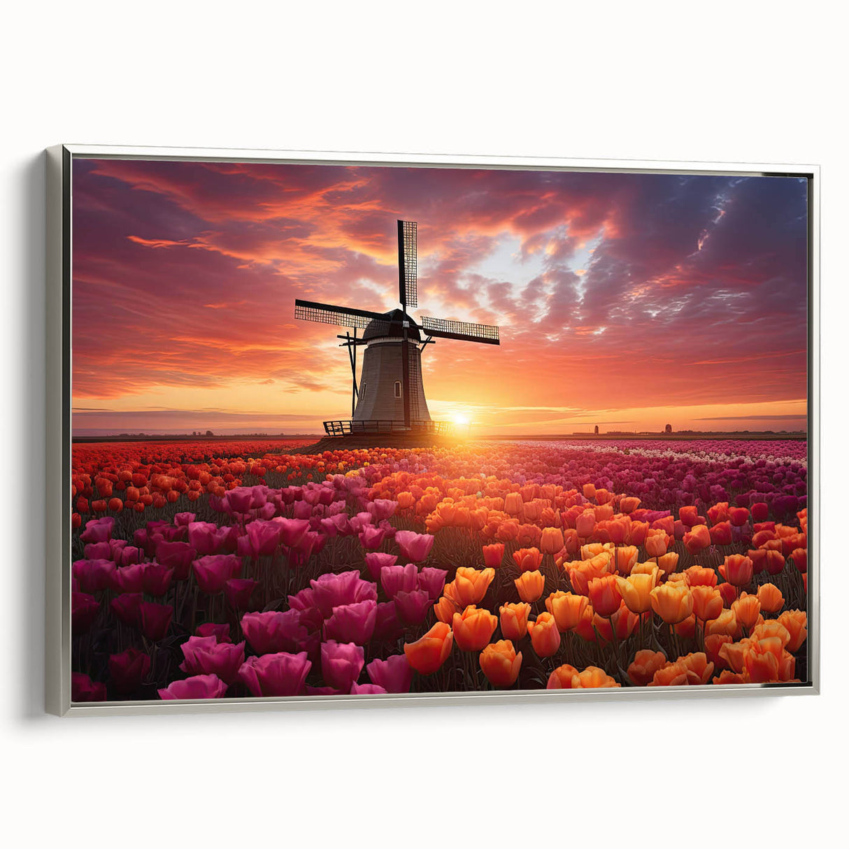 Vibrant floral canvas art showcasing a close-up of colorful blossoms in rich hues of pink, yellow, and green, perfect for enhancing home decor aesthetics.