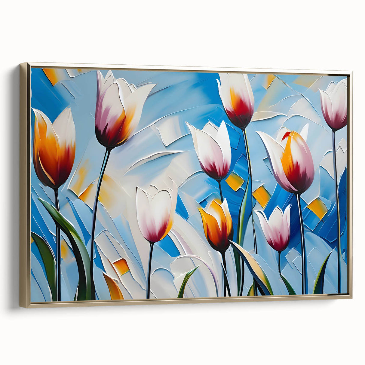 Vibrant floral canvas art print showcasing intricate details of colorful flowers on a textured background, ideal for home decor. Perfect for enhancing living spaces with a touch of nature.