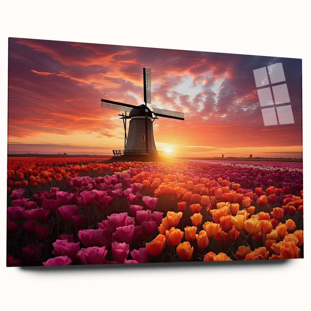 Vibrant floral canvas print showcasing a colorful array of blooms in shades of pink, yellow, and blue, ideal for brightening home decor with a fresh, artistic touch.