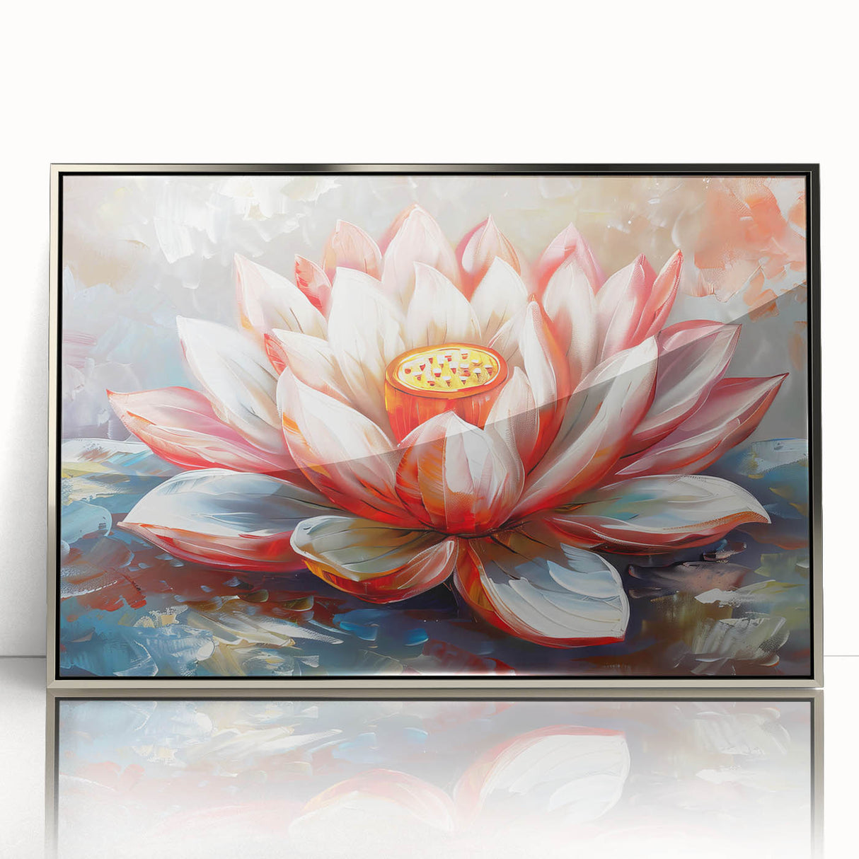 Vibrant floral canvas art print showcasing colorful blooming flowers on a textured background, ideal for brightening up home decor or office spaces.