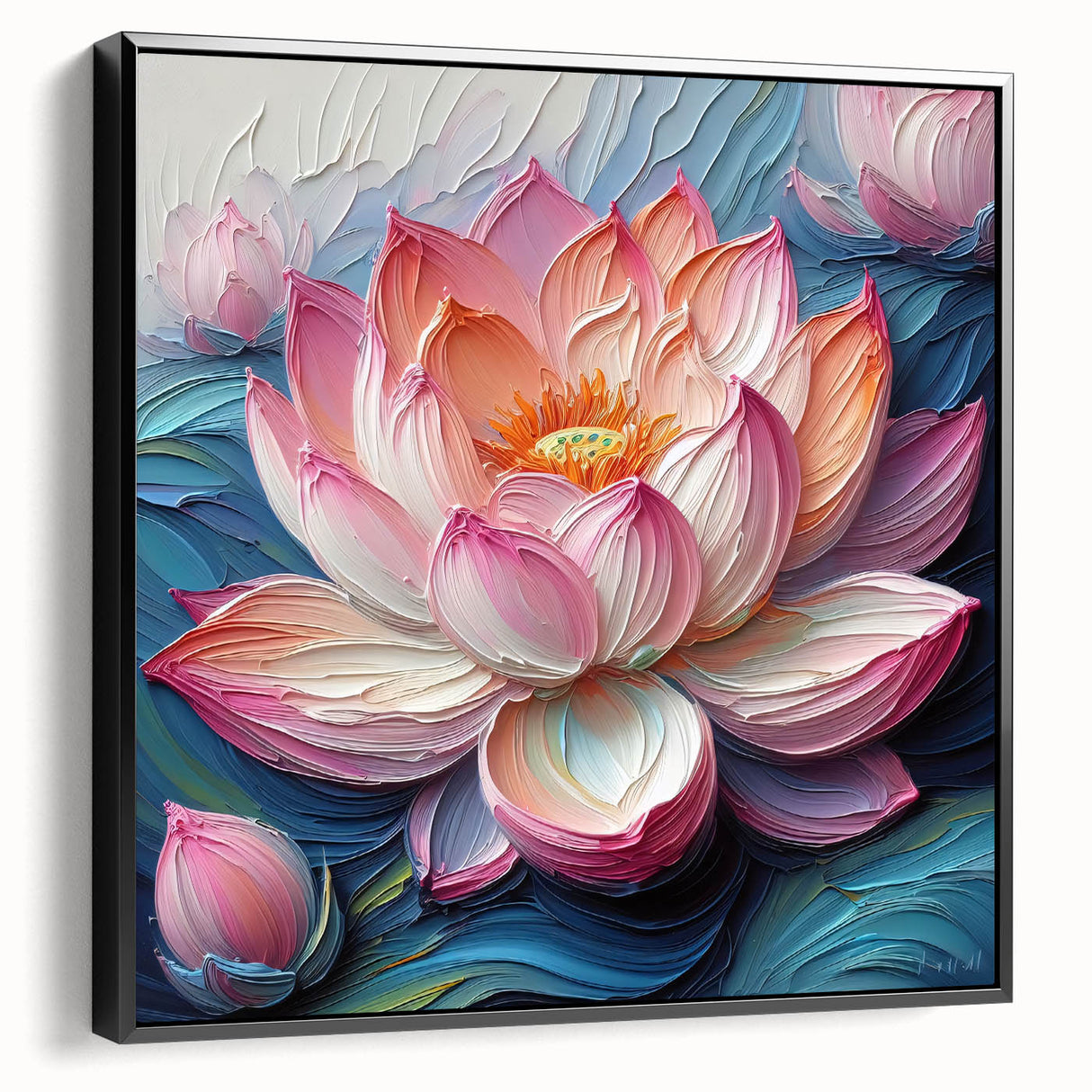 Vibrant floral canvas artwork showcasing a vivid arrangement of colorful blossoms, ideal for home decor or art enthusiasts, displayed against a neutral background.