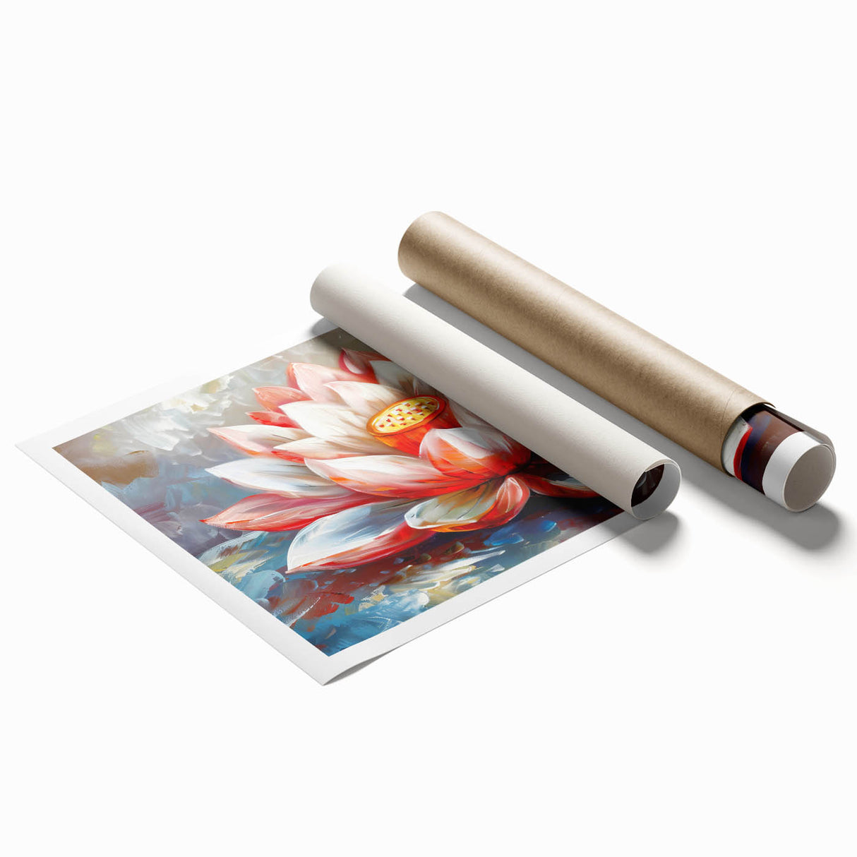Vibrant floral canvas print showcasing an abstract flower design in rich hues of red, yellow, and green, perfect for enhancing modern home decor.