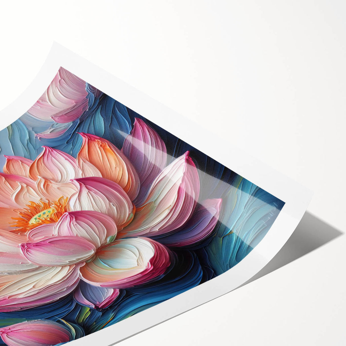 Vibrant floral canvas print showcasing intricate flower designs in rich colors, rolled and secured in a protective cardboard tube for easy display.