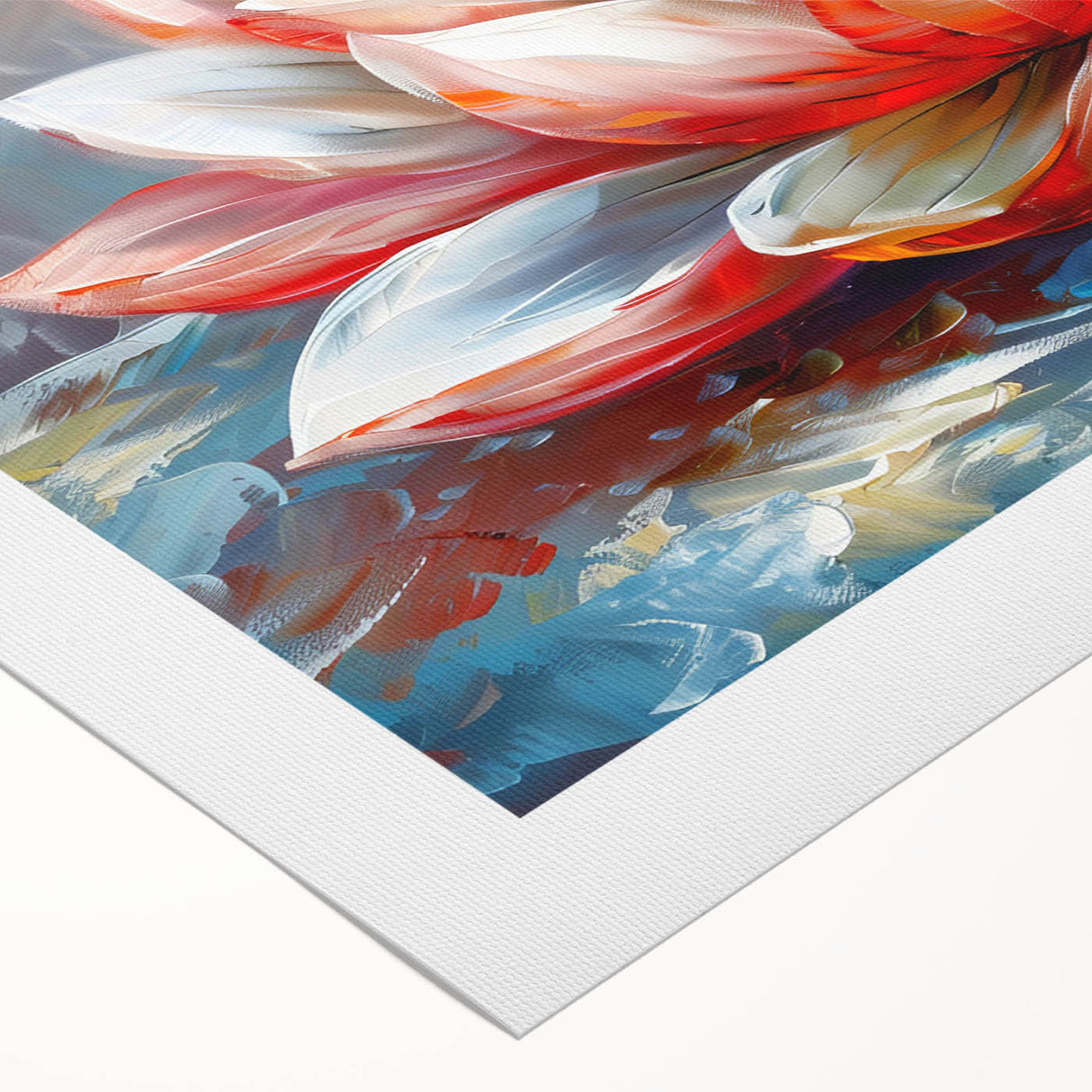 Vibrant floral canvas print showcasing a burst of colorful flowers with intricate details, perfect for adding a lively touch to home decor.
