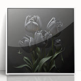Vibrant close-up of a floral canvas print showcasing a colorful arrangement of blooming flowers in shades of pink and yellow, perfect for home decor.