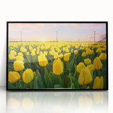 Vibrant floral canvas artwork showcasing a colorful bouquet of blossoms in shades of pink, yellow, and blue, perfect for brightening home decor.