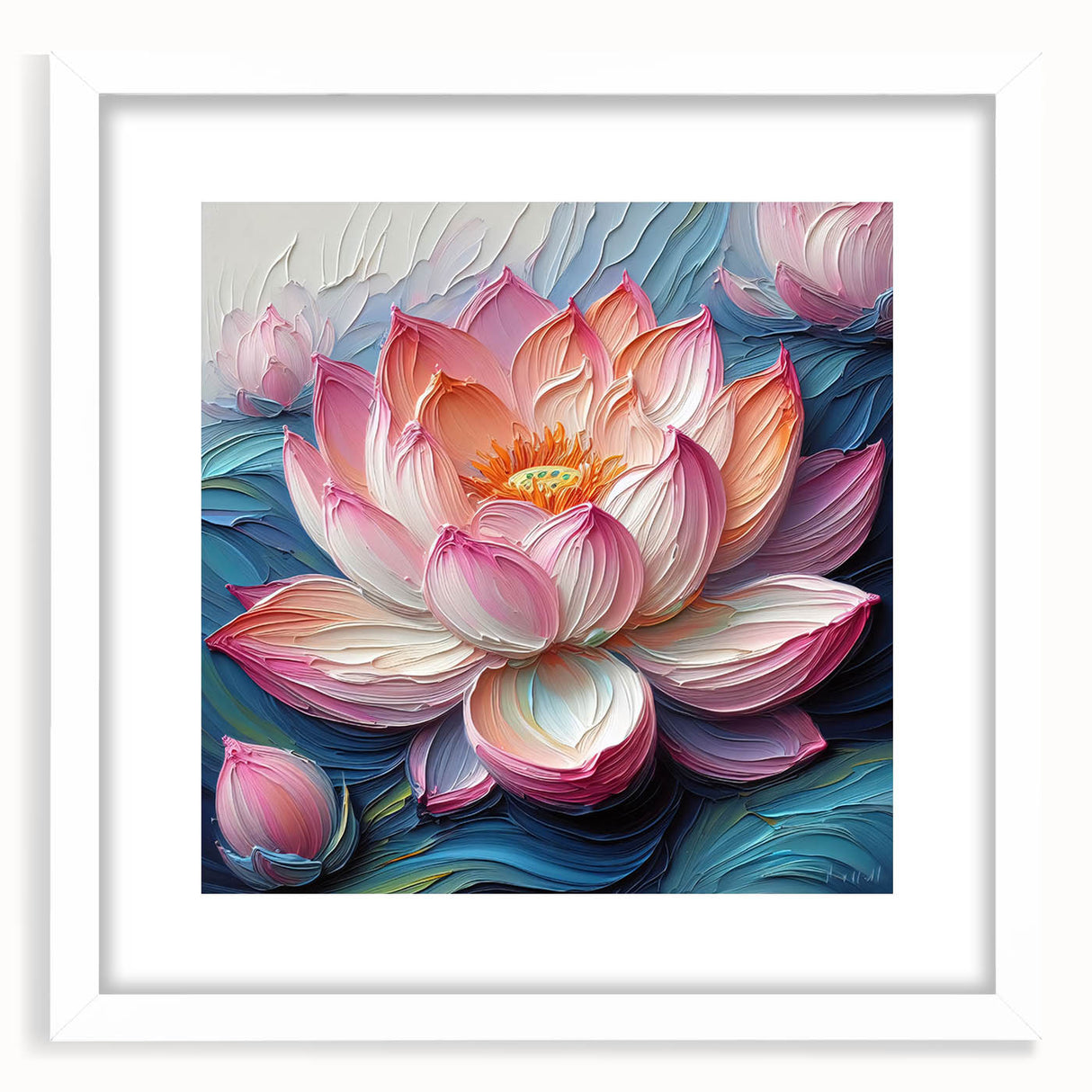 Vibrant floral canvas art print showcasing a lush, colorful arrangement of flowers in shades of pink, yellow, and blue, emphasizing nature's beauty and elegance.