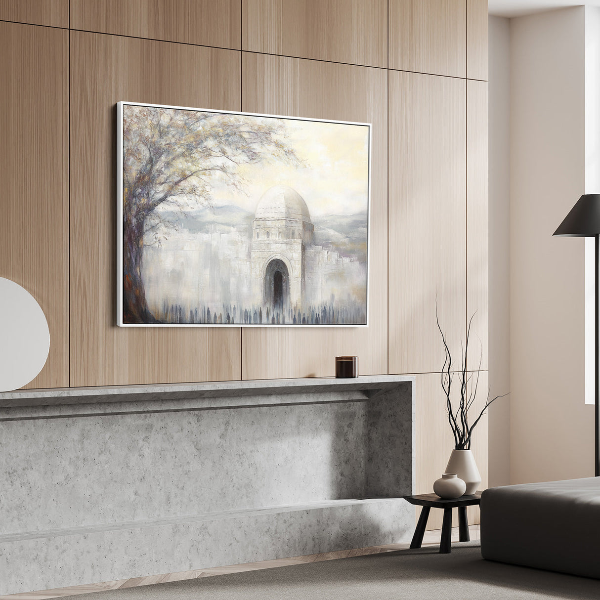 Eternal Mother painting depicting Rachel's Tomb, contemporary Jewish art, perfect for Hebrew wall decor.