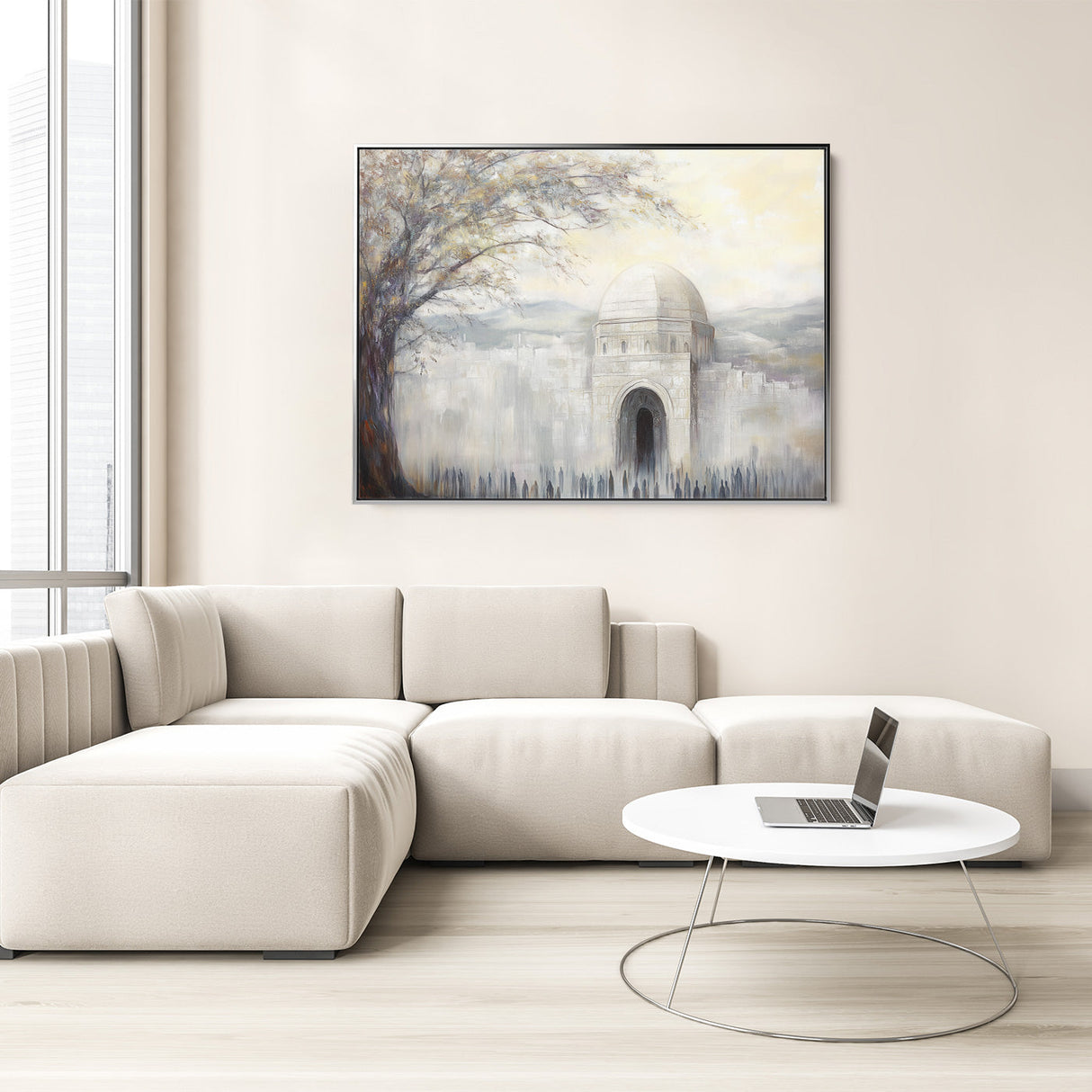 Contemporary Jewish artwork of Rachel’s Tomb, ideal Hebrew wall decor for modern living spaces.