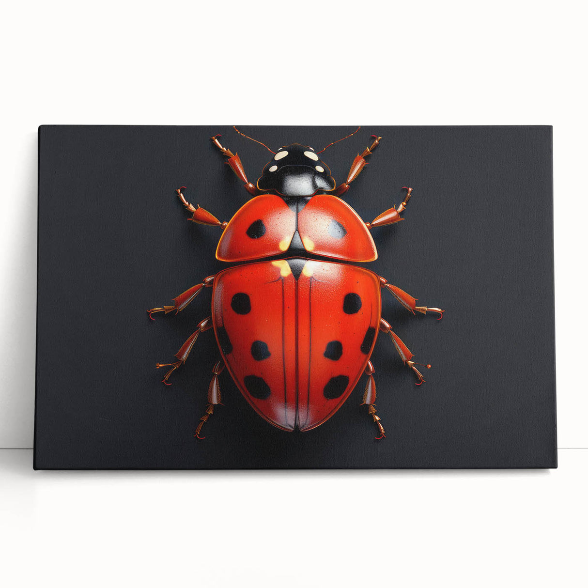 Close-up of a vibrant insect illustration showcasing detailed wings and body patterns, set against a soft pastel background, ideal for nature-themed decor.