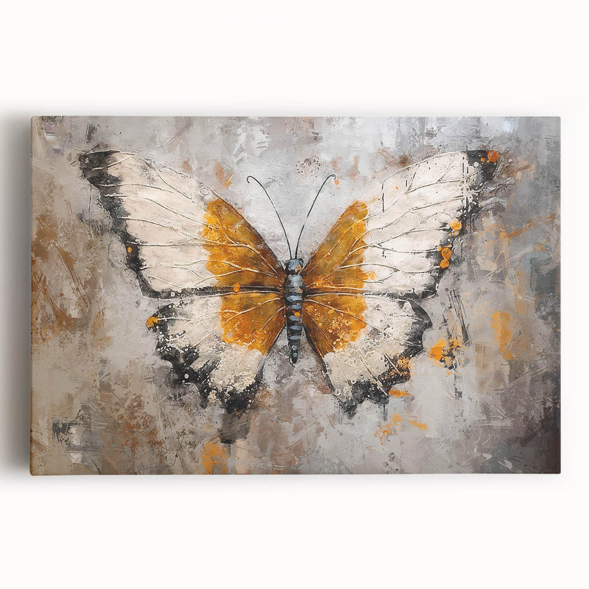 Close-up of a vibrant insect-inspired canvas art print showcasing intricate details and vivid colors, presented in a protective cardboard tube for safe storage.