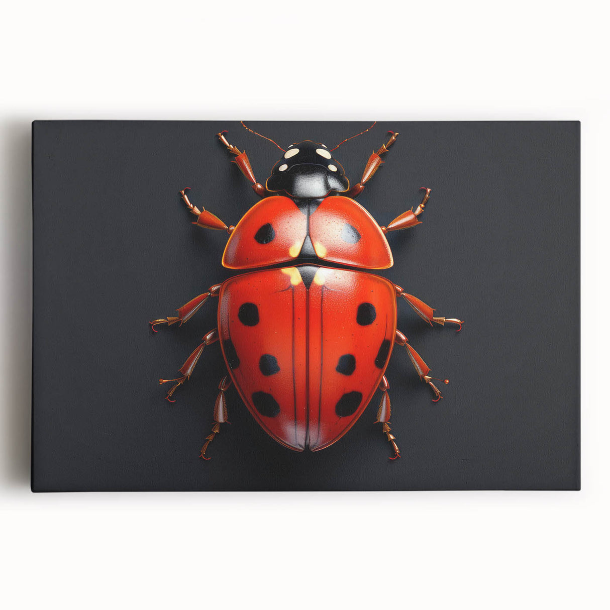 Colorful close-up of a vibrant insect illustration showcasing intricate details, set against a clean white background. Ideal for nature-themed decor or educational purposes.