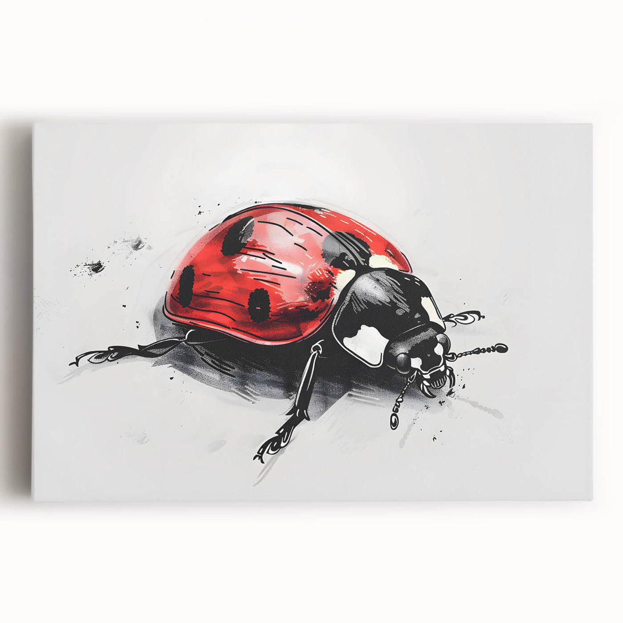 Close-up of a detailed insect illustration showcasing vibrant colors and intricate patterns, ideal for nature-themed decor and educational purposes.