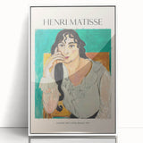 Large art print of a mid-century modernist abstract design in vibrant colors on canvas, ideal for modern art wall decor.