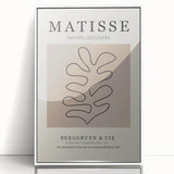 Large art print of a mid-century modernist abstract design in muted earth tones on canvas.