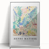 Large art print featuring mid-century modernist abstract shapes in pastel colors on canvas, suitable for nursery wall art.