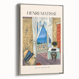 Vintage poster art featuring a large, colorful abstract design on a black background, ideal for living room decor.