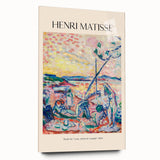 Large abstract wall art in muted blue and gray tones on canvas, ideal for modern bedroom or dining room ambiance.