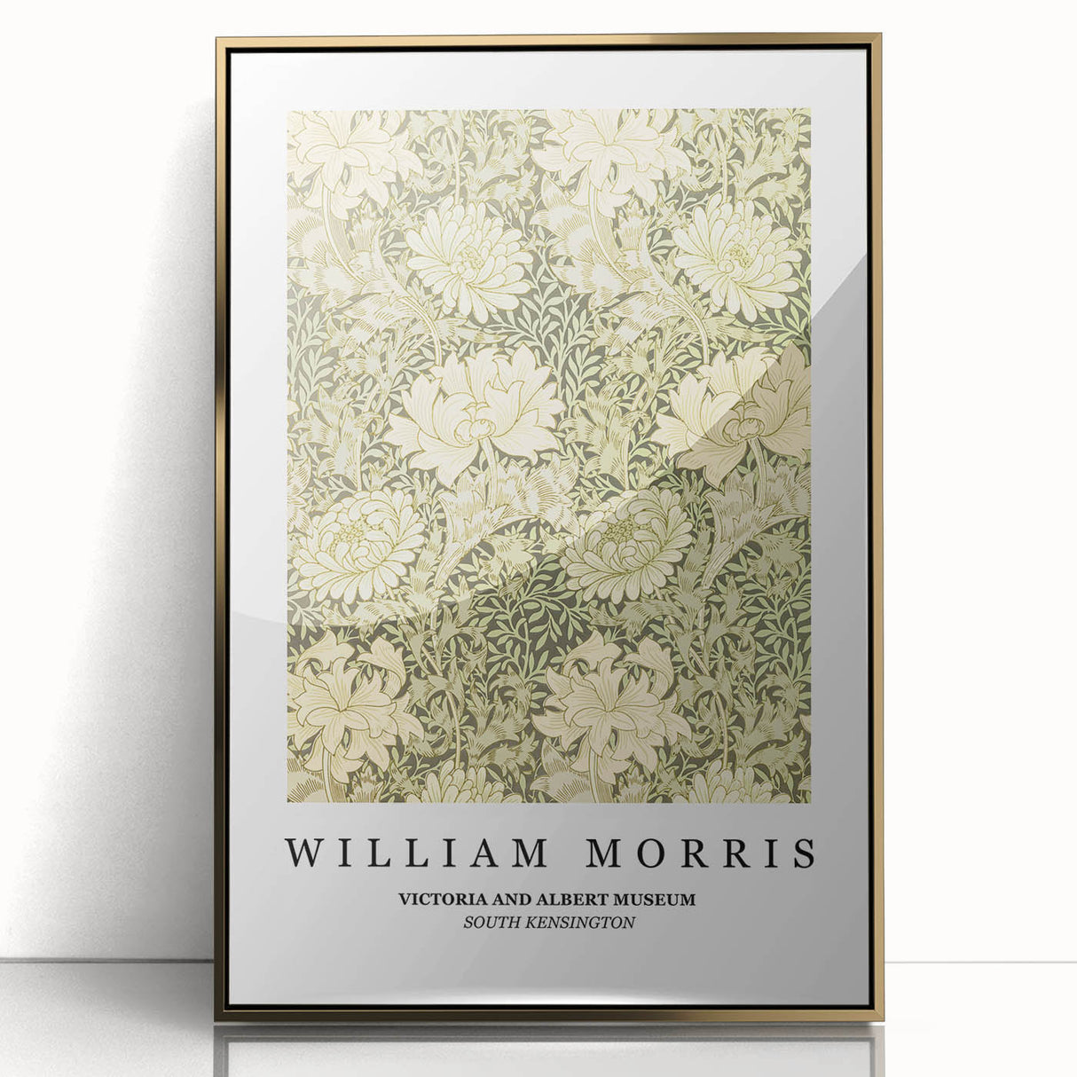Large art print of a mid-century modernist abstract design in muted earth tones on canvas.