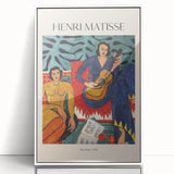 Mid-century modernist art print featuring geometric shapes in muted earth tones on large canvas.