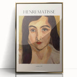 Mid-century modernist art poster featuring geometric shapes in muted earth tones, printed on canvas.