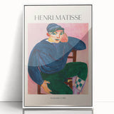 Mid-century modernist art print featuring geometric shapes in muted orange and brown tones on canvas.