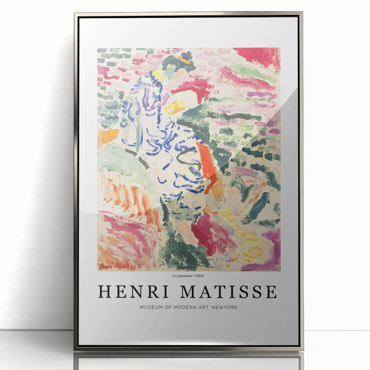 Art deco poster featuring a geometric pattern in muted gold and navy hues on canvas, suitable for nursery wall decor.