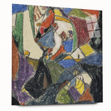 Large abstract wall art in blue and gray tones on canvas, suitable for bedroom or dining room decor.