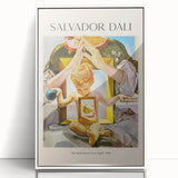 Art deco poster featuring geometric shapes in muted gold and teal, printed on canvas.