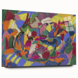 Large abstract wall art print in blue and white tones on canvas, suitable for bedroom or dining room decor.