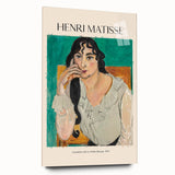 Large abstract wall art print in vibrant orange and blue tones on canvas, suitable for bedroom or dining room decor.