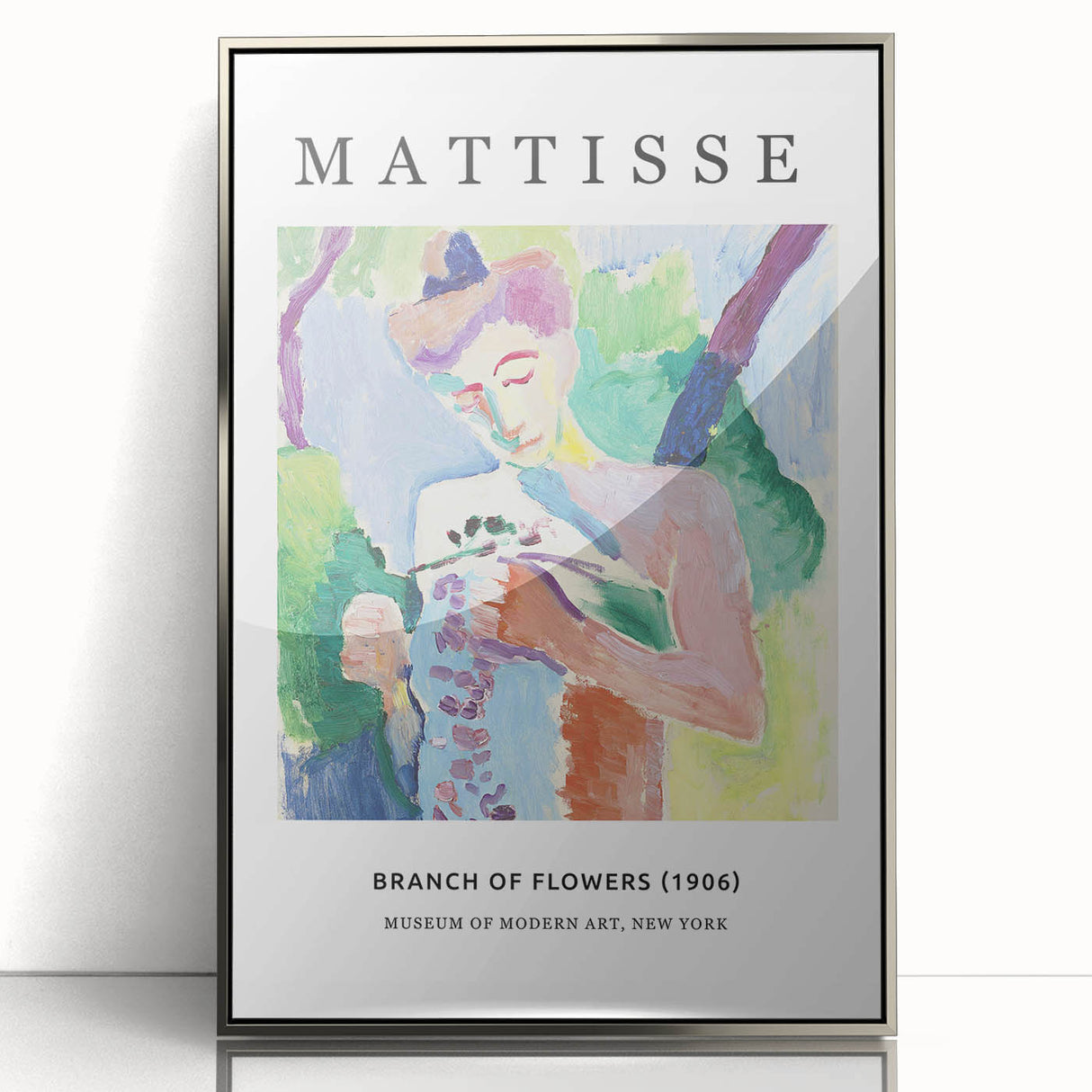Art deco poster featuring geometric patterns in muted gold and navy tones on canvas, suitable for modern nursery decor.