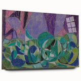 Large abstract wall art in vibrant blue and orange tones, printed on canvas, suitable for bedroom or dining room decor.