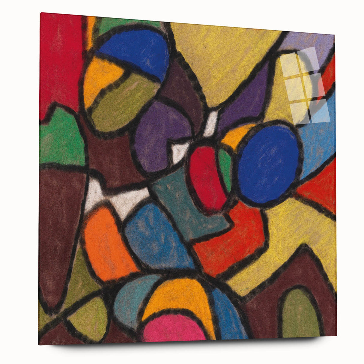 Large abstract wall art in vibrant blue and gold hues on canvas, ideal for modern bedroom or dining room ambiance.