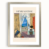 Abstract art print featuring swirling blue and white patterns on canvas, suitable for modern bedroom or dining room decor.