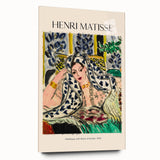 Large abstract wall art print in vibrant blues and oranges on canvas, ideal for modern bedroom or dining room decor.