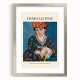 Abstract art print featuring swirling blue and white patterns on canvas, suitable for modern bedroom or dining room decor.