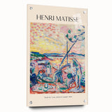 Large abstract wall art featuring swirling blue and gray tones on canvas, suitable for bedroom or dining room decor.