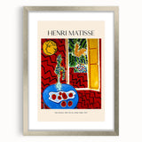 Abstract art print featuring swirling blues and greens on a framed canvas, suitable for dining room or bedroom decor.