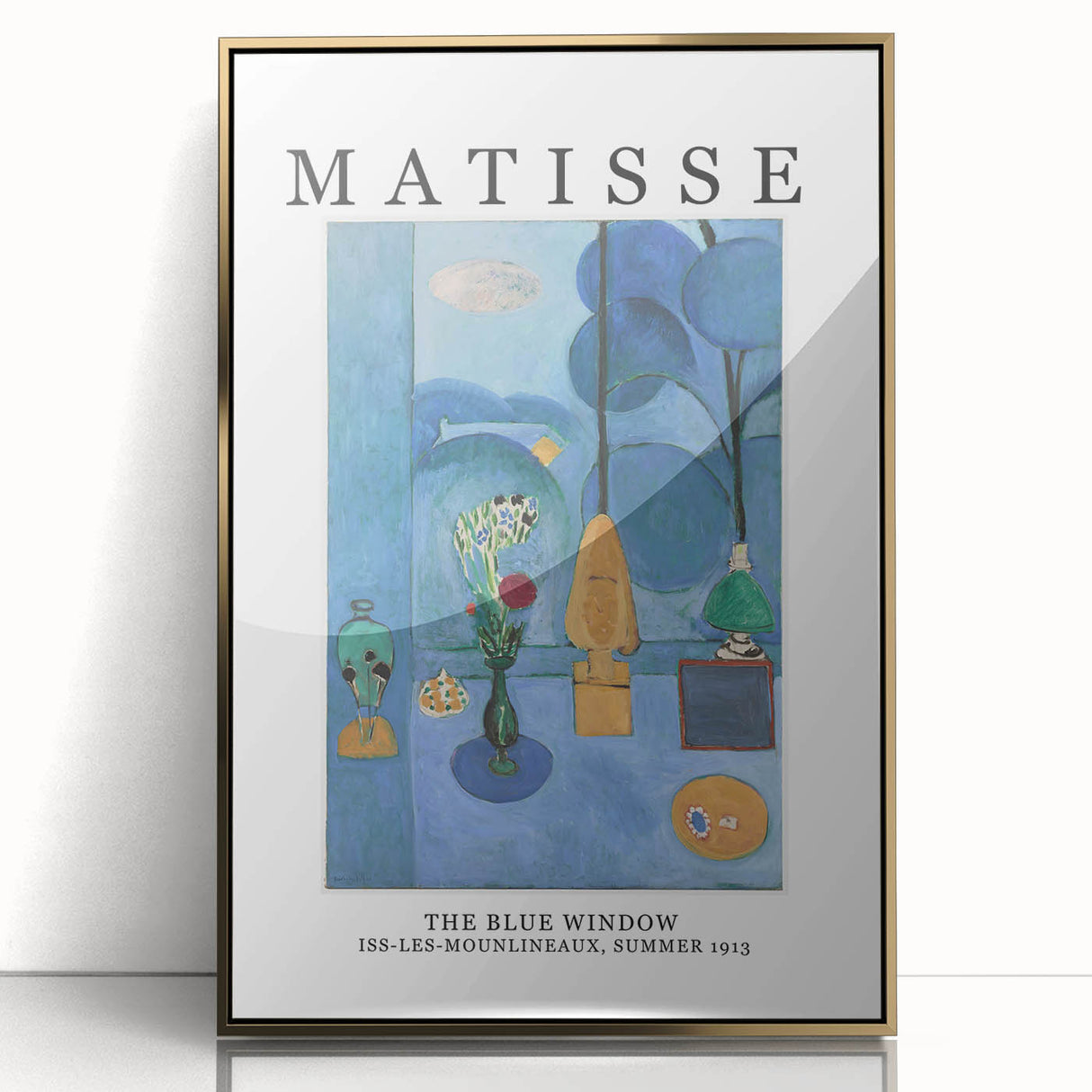 Mid-century modernist art featuring geometric shapes in pastel shades on a framed poster, suitable for nursery wall art.