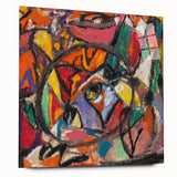 Large abstract wall art featuring swirls of blue and gray tones on canvas, suitable for bedroom or dining room decor.