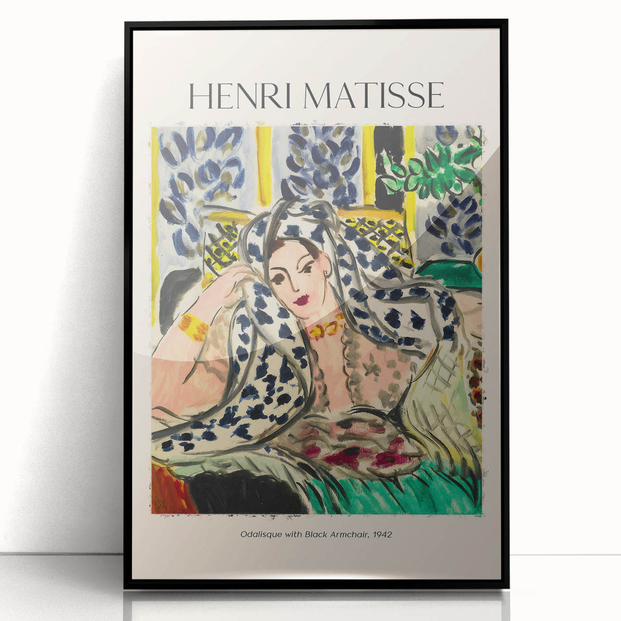 Large abstract wall art print in vibrant colors on canvas, showcasing mid-century modernist influences.