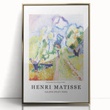 Mid-century modernist art poster featuring geometric shapes in muted pastel hues, ideal for nursery wall art.