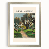 Abstract art print featuring swirling blue and gold patterns on canvas, suitable for modern dining room decor.