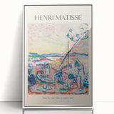 Mid-century modernist large art print in muted pastels, perfect for nursery wall art, on rolled canvas.