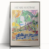 Art deco poster featuring geometric patterns in muted gold and teal, printed on canvas, suitable for nursery wall decor.