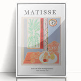 Mid-century modernist art print featuring geometric shapes in muted tones on canvas, suitable for nursery wall decor.